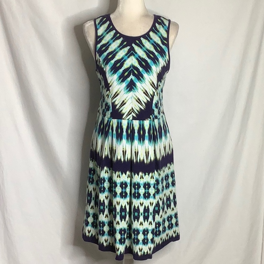 Felicity & Coco Vibrant Multicolor Abstract Pleated Dress Size XL